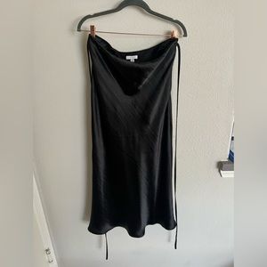 Topshop Black Satin Midi Skirt with ties